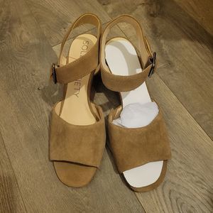 Sole Society Womens Korri Honey Ankle Strap heels size 9.5 Sandal shoes wedge